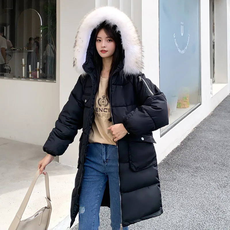 Korean Fashion Trends Puffer Jackets with Hood Fur Collar Womens Clothing Teenage Winter Warm Parkas Coat Windbreaker Streetwear