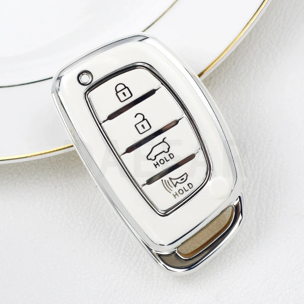 

Для Hyundai Tucson Santa Fe Rena Sonata Elantra Creta Ix35 Ix45 I10 I30 I40 брелок 4-кнопочный чехол из ТПУ для автомобильного смарт-ключа