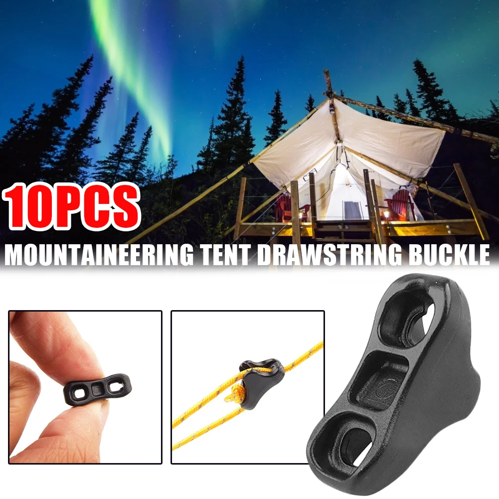 

10pc Camping Tent Fastener Wind Rope Buckle Triangle Fastener Cord Stopper Tool