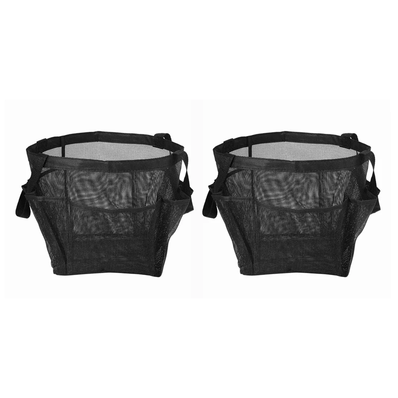 

2X Portable Mesh Shower Caddy, Quick Dry Shower Tote Hanging Bath & Toiletry Organizer Bag 9 Storage Pockets