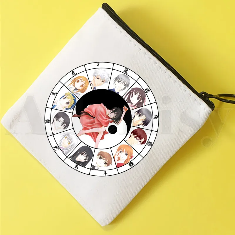 Anime Fruits Basket Yuri Nakamura Yuki Kyo Tohru Coin Purse Illustration Key Case Simple Small Cloth Bag New Creative Coin Purse