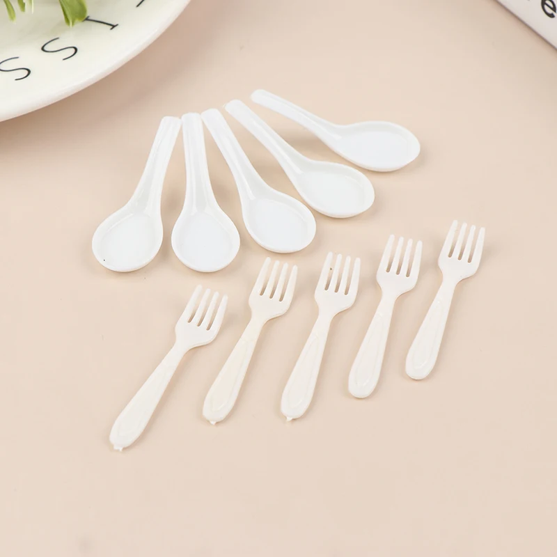

10Pcs/set Dollhouse Miniatures Tableware Mini Cutlery Fork Spoon Childrens Toy