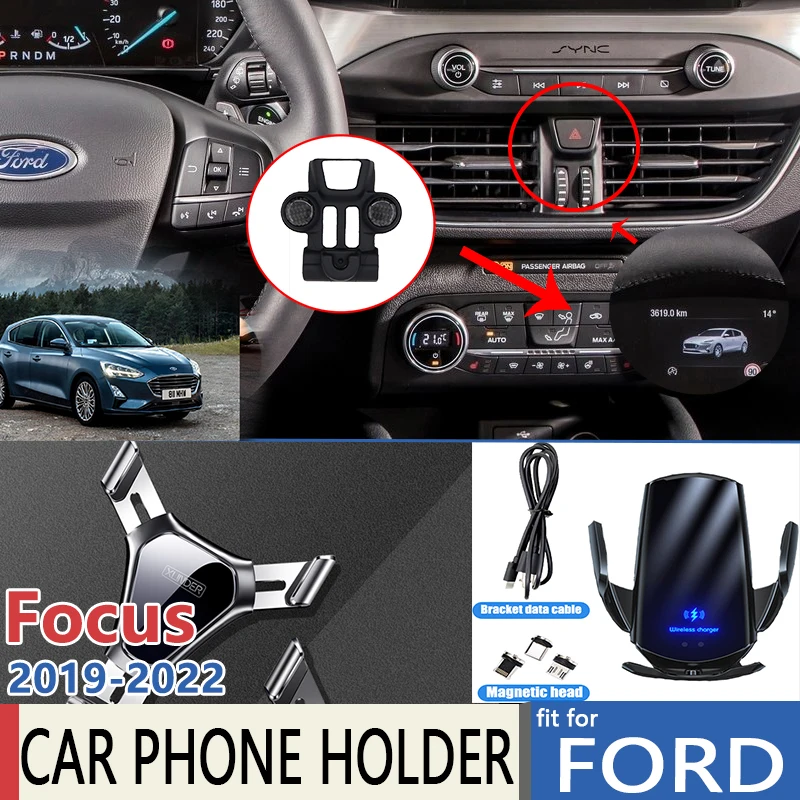 Car Mobile Phone Holder for Ford Focus C519 MK4 2019 2020 2021 2022 GPS Stand Bracket Rotatable Support Accessories for Iphone