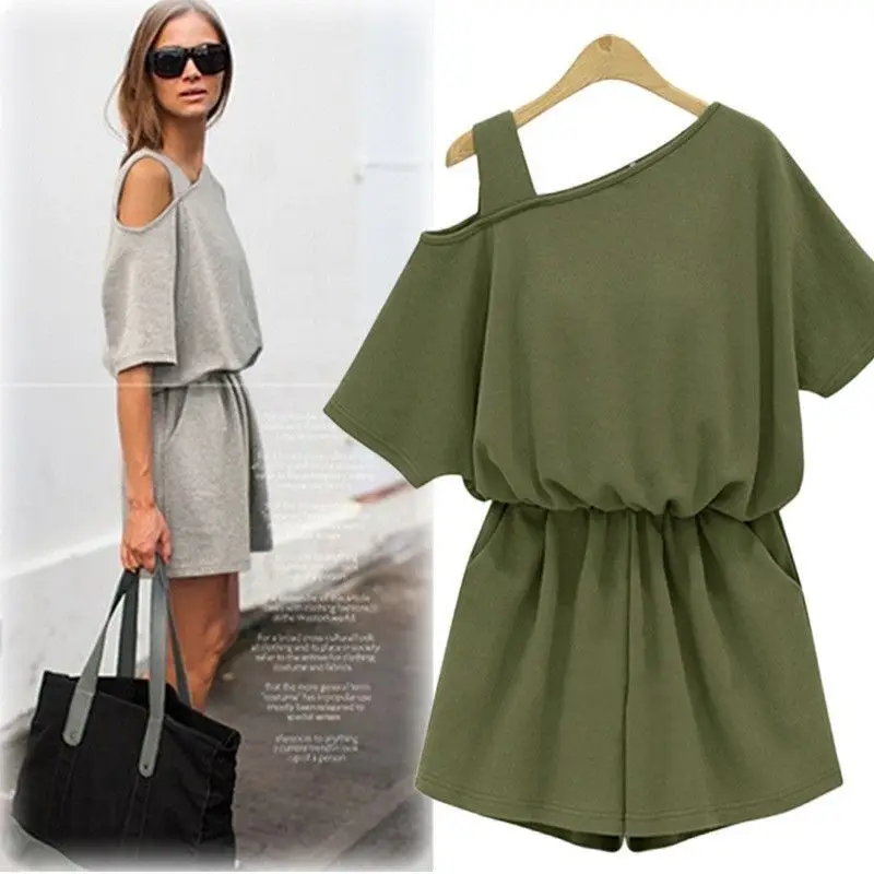 

Y2K Cheap Women Playsuits Summer New Plus Size L-4XL Casual Loose Short Sleeve Rompers Female Ropa De Mujer Simply Vetements
