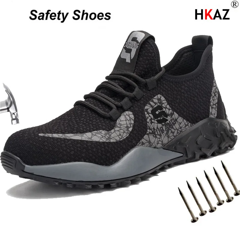 

HKAZ Lightweight Men Boots Men Work Safety Shoes Anti-puncture Working Sneakers Male Indestructible Work Shoes Men Shoes LBX791