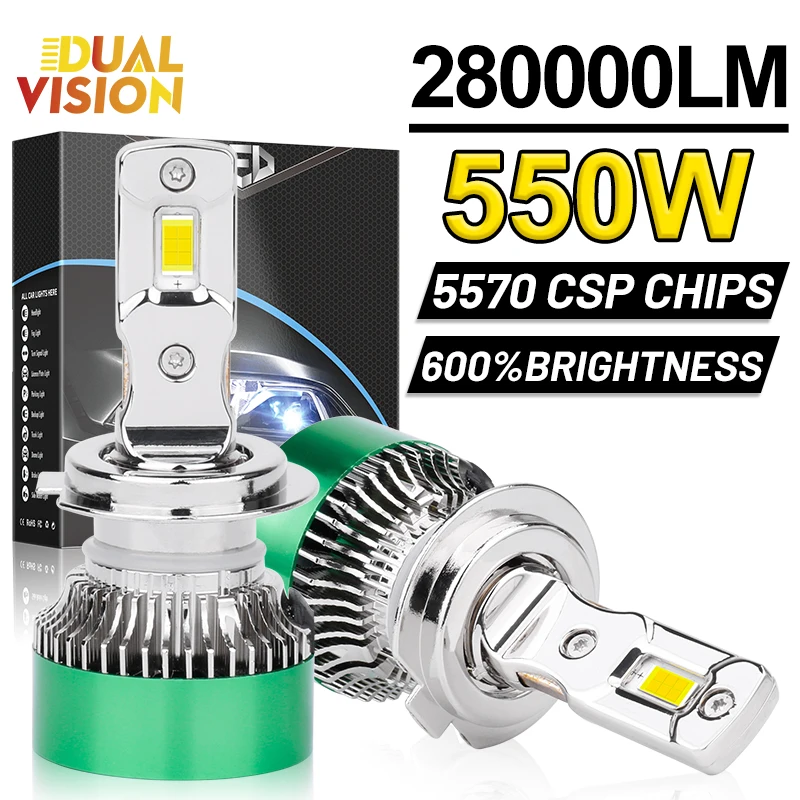 

DUALVISION H4 светодиодный 280000LM светодиодный H7 H11 550W Высокая Мощность H1 H8 H9 9005 HB3 9012 HIR2 5570 CSP чип Canbus Автомобильные фары