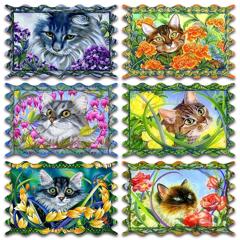 

New Full Diamond painting mosaic embroidery Cross stitch Animals kitten Flower puppet Persian Siamese Hairy cat Home decor E326