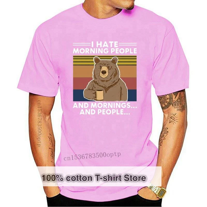 

New Men's Cute Graphic T Shirt Bear I Hate Morning People Vintage Design 2021 Tshirt Mens Christmas Day Harajuku Tees