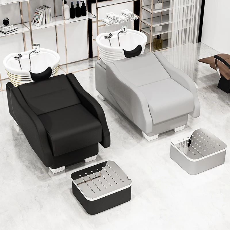 Черно-белый шампунь стул для парикмахерской женский Парикмахерская кровать