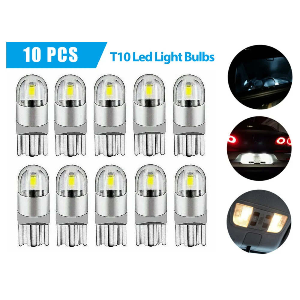 

DC 12V Light Bulbs Light Bulb Parts Silica 10Pcs White 2SMD 6000-6500K