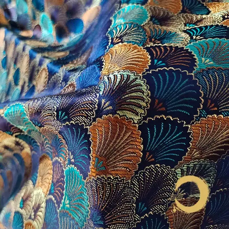 

Оболочка, жаккардовая атласная ткань, Золотая жаккардовая скатерть, книга «сделай сам», чайная Подушка, кошелек, шелковая ткань цвета морск...