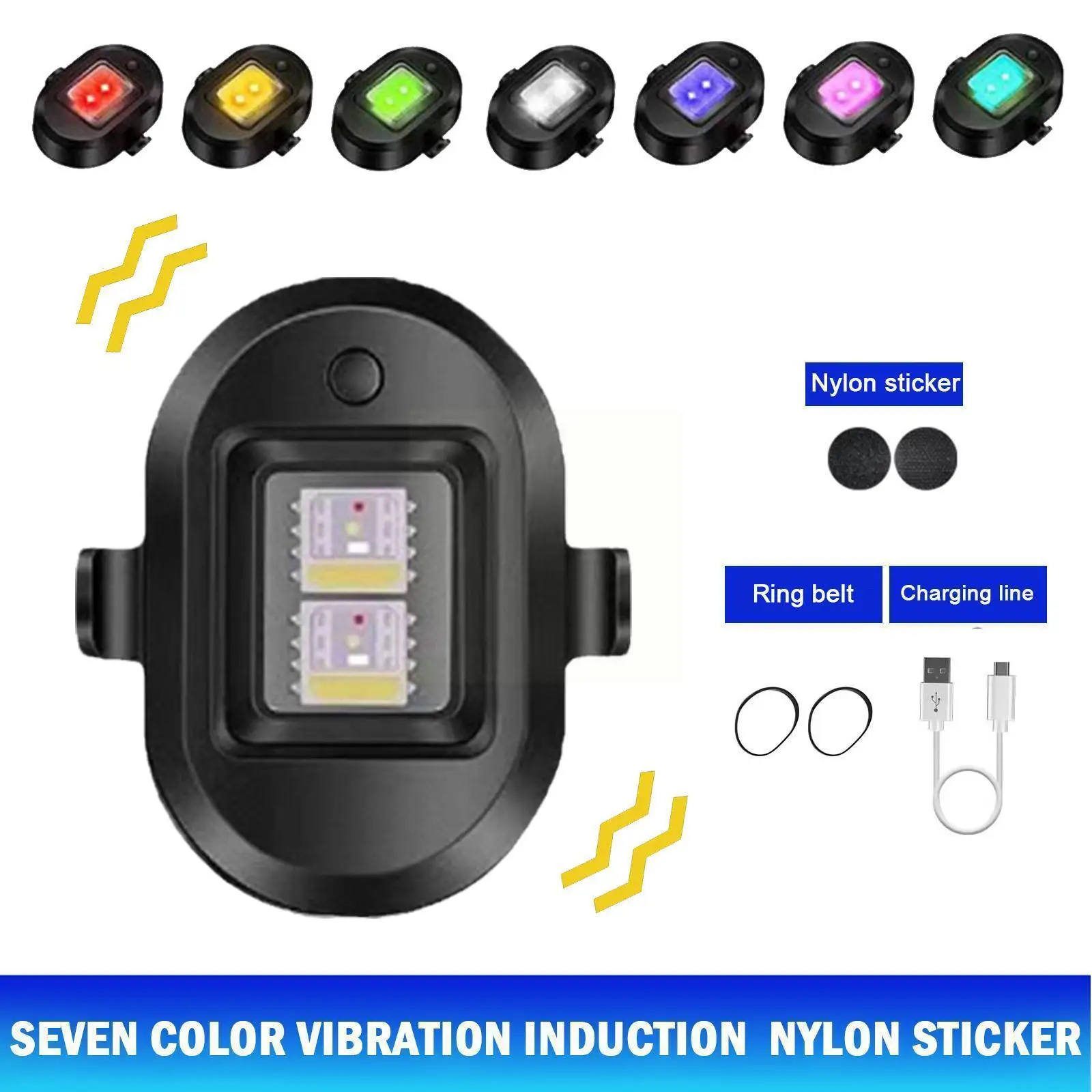 

Motorcycle Vibration Strobe Light Usb Chargeable Led Aircraft Warning Turn Signal Indicator Lamp For Bike Drone Round Shape I7p6