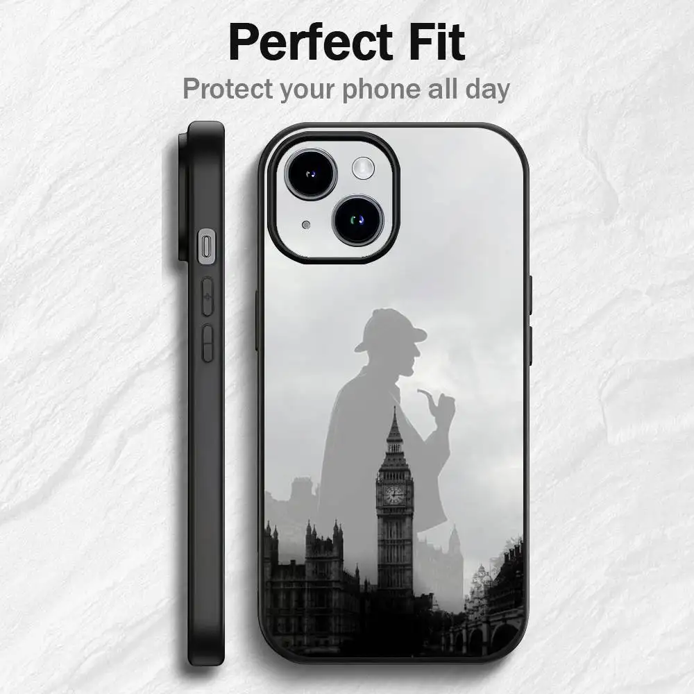 S-Sherlock H-Holmes крутой чехол для телефона для iPhone 17, 16, 15, 14, 13, 12 PRO MAX PLUS Mini TPU, мягкий, приятный для кожи чехол (art.: 3920d2fc04497) - 3920d2fc04497