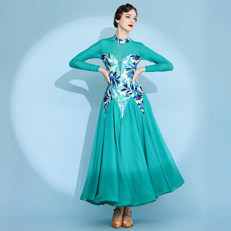 

New Design Fashion Retro Elegant Women Adult Performance Competition Wear White Ballroom Dance Dress Outfits