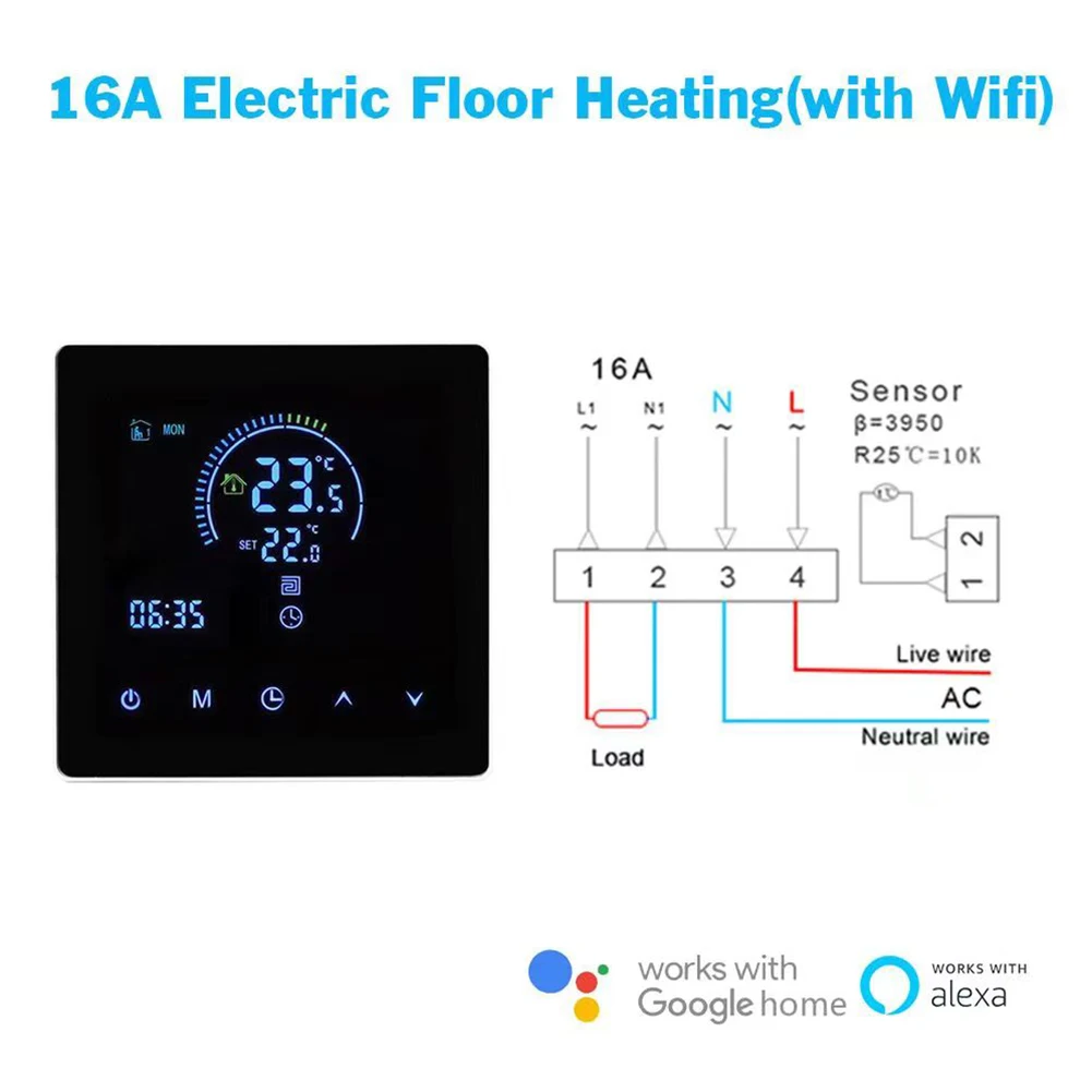 

WiFi Temperature Controller Touch Screen Thermostat Dark Mode Compatible Accurate Measurement Easy Operation
