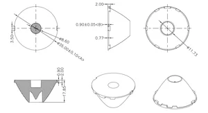 CREE XML XML2 XPG2 Lens Diameter 35mm 5 Degree Condensing Led Lens 3535 5050 Lens, XHP50 Lens