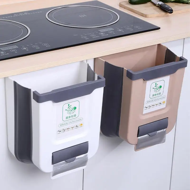 Кухонная складная корзина для мусора бытовая настенная подвесная большая