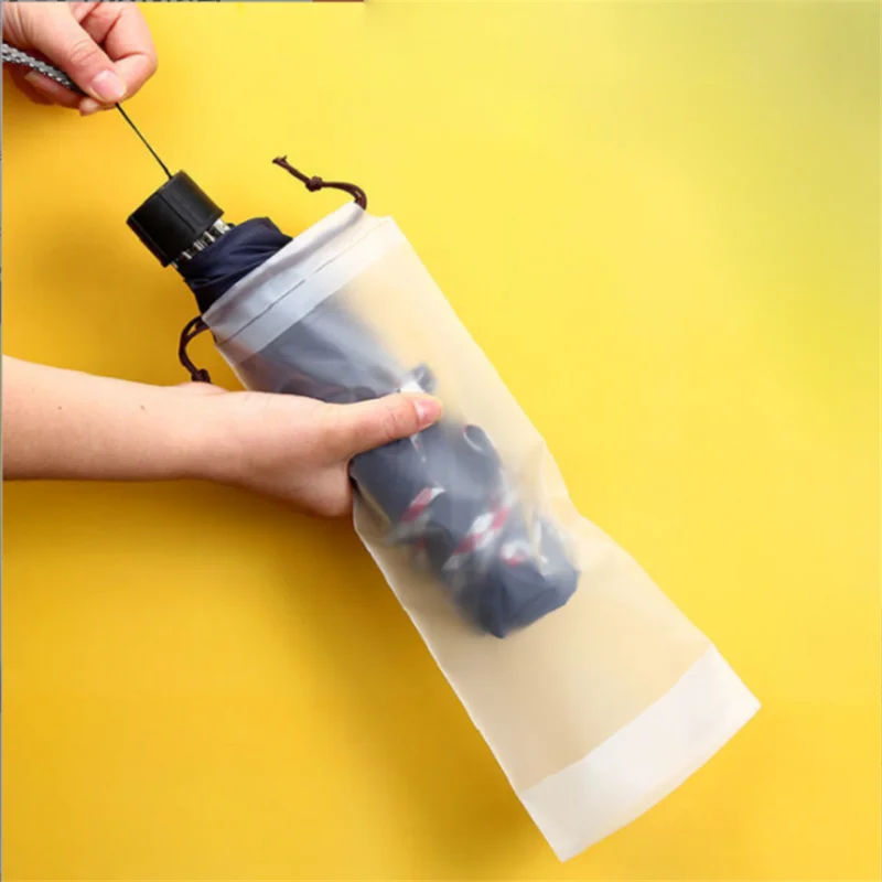 

Матовая полупрозрачная пластиковая сумка для хранения зонтов, многоразовый портативный зонт на шнурке, чехол для хранения