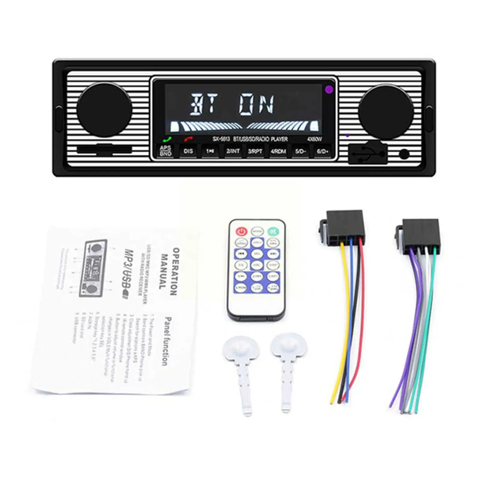 

Vintage Bluetooth Car FM Radio MP3 Player USB AUX Classic Stereo Handsfree Automobile Support Call Voice Broadcast Audio B1A2