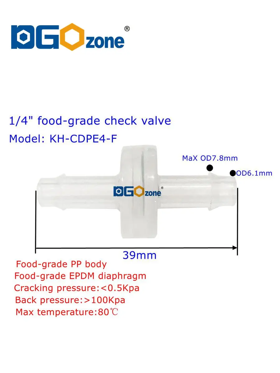 

Пластиковый обратный клапан DGOzone PP, одноходовой клапан пищевого качества 1/8 дюйма, 3/16 дюйма, 1/4 дюйма, 5/16 дюйма, 3/8 дюйма, безвозвратный клапан для питьевых машин для кофе
