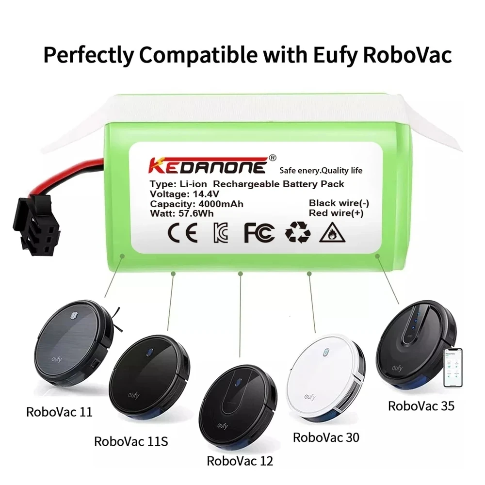 

14.4V 4.0Ah Li-ion battery for Cecotec Conga Excellence 950 990 1090 Ecovacs Deebot DN621 601/605 Eufy RoboVac 35C Panda i7 V710