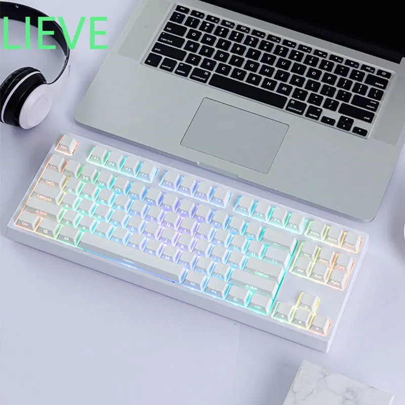 

Keycool 87keys Bluetooth Wireless 2.4g Rgb Backlit Mechanical Keyboard for Pc Usb Hotswap Tablet Gaming Accessories