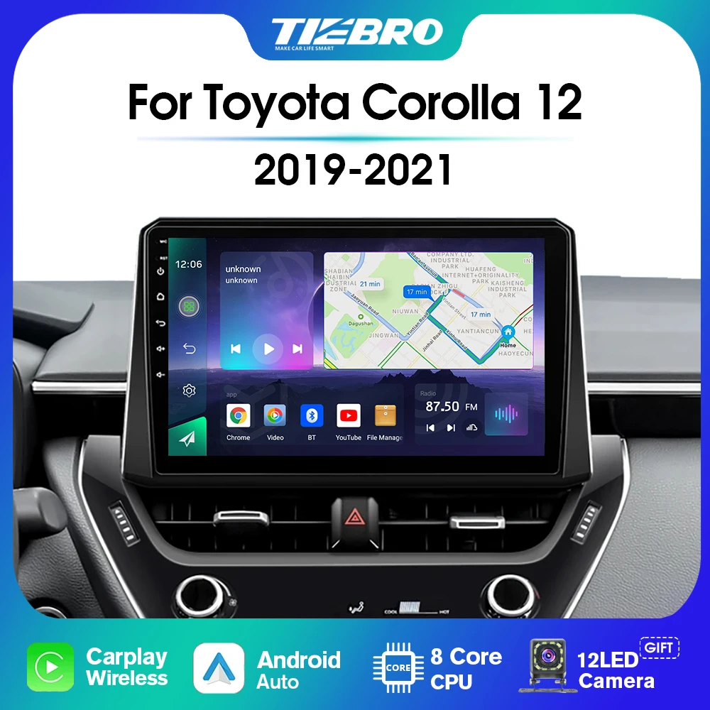 

Автомагнитола TIEBRO A07 Android 10,0 для Toyota Corolla 12 2019-2021 Автомобильный мультимедийный плеер GPS-навигация головное устройство Carplay без DVD