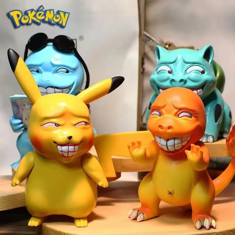 

6 Styles Pokemon Anime Action Figures Wretched Pikachu Bulbasaur Charmander Squirtle Gengar Psyduck Kawaii Toy for Child