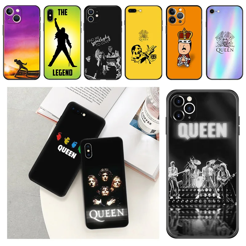 Чехол для Телефона iphone 16Plus XR XSMax 15 14 13 12 11 16 Pro Max Mini 7 8 Plus 15Pro QUEEN Band черный мягкий