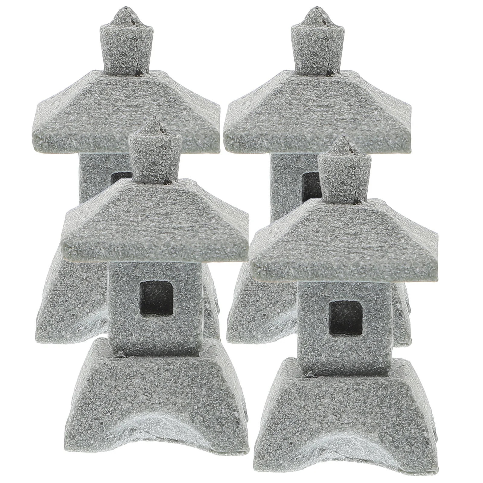 

4 Pcs Simulation Landscape Pavilion Ornament Mini Houses Adornments Decor Home Pagodas Micro Outdoor Small Sandstone
