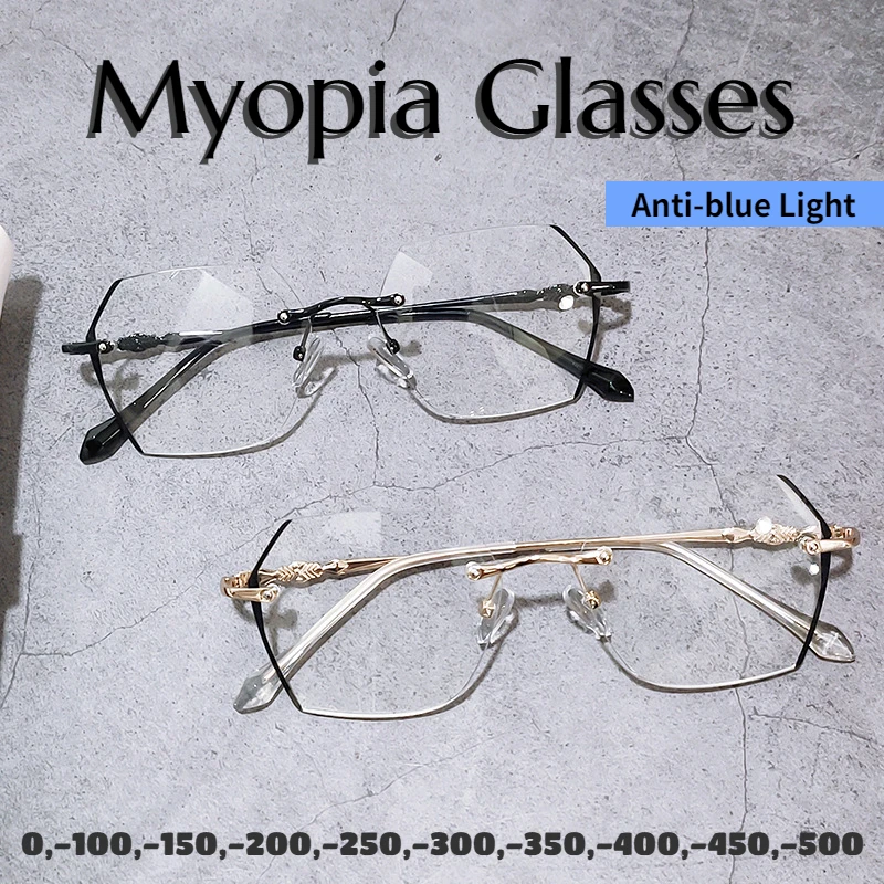 

Girls Glasses Anti-blue Light Eyeglasses Fashionable Business StyleHalf Frame Glasses for Women -1.0 To -5.0