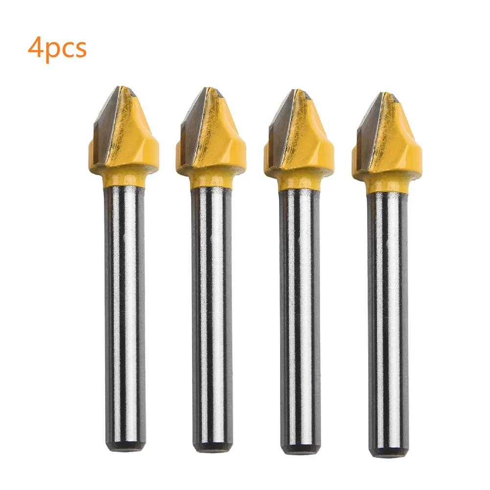 

6mm Shank Router Bit 90 Degree V-shaped Flat Head Chamfer Milling Cutter For Acrylic MDF PVC Engraving Trimming Woodworking