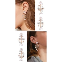 new vintage stud earrings for women fish earrings fish skeleton womens accessories fashion jewelry girls gift