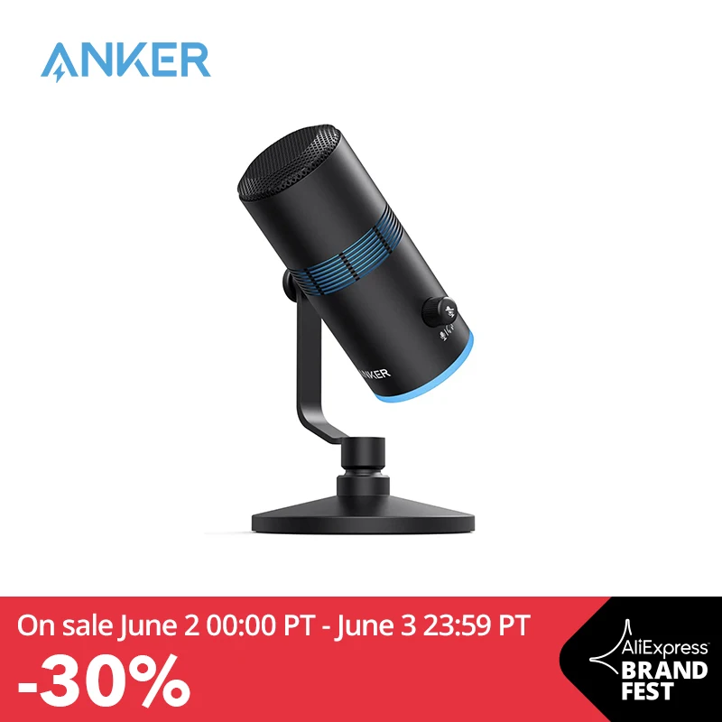  USB микрофон для пк Anker PowerCast M300 для ПК, качественные наушники для вокала и игр в потоковой трансляции, наушники для YouTube, Контроль усилени…