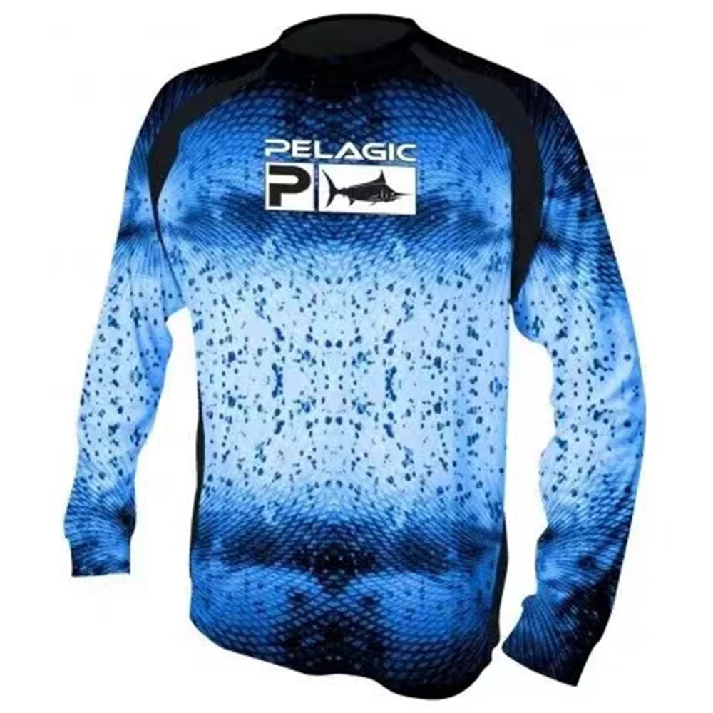 

Рубашка для рыбалки, летняя одежда с длинным рукавом, одежда для рыбы, синяя спортивная одежда, уличная куртка из джерси UPF 50 + Camisa De Pes