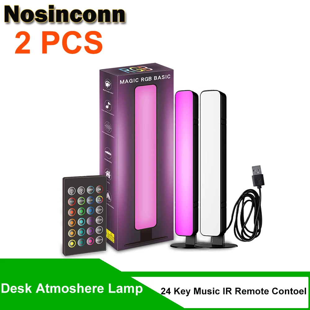 Music Sync LED Light Bar RGB Atmosphere Light with 24 Key Remote Control 4 Modes TV Wall Computer Game Room Decorate Night Light