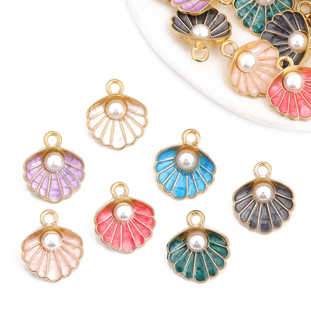 10 шт. подвески из эмалированного сплава с искусственным жемчугом