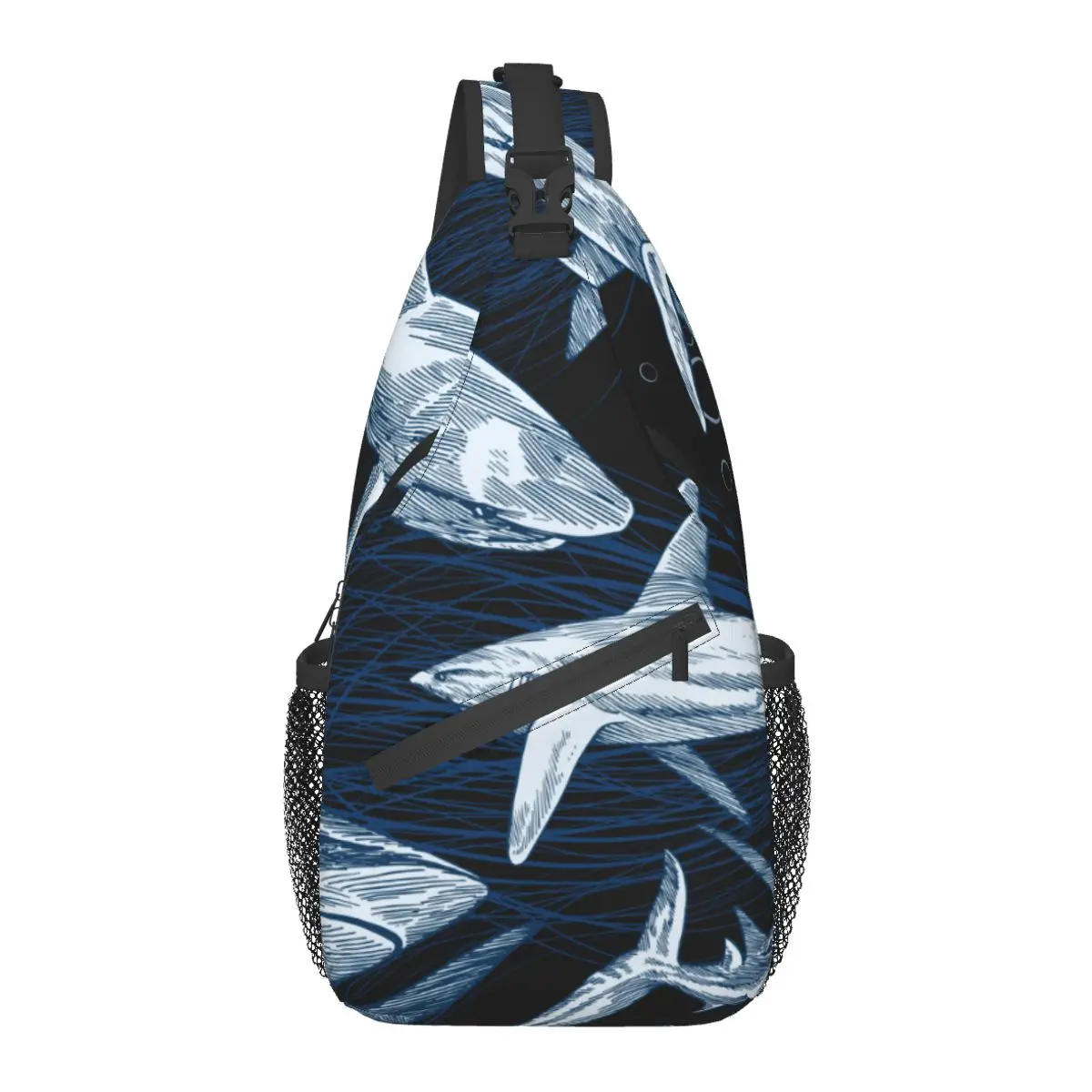 

2022 Chest Bag Men's Casual Messenger Bag Fashion Women Chest Bag Hand Drawn Underwater Sea Shark Handbag Travel Phone Bag