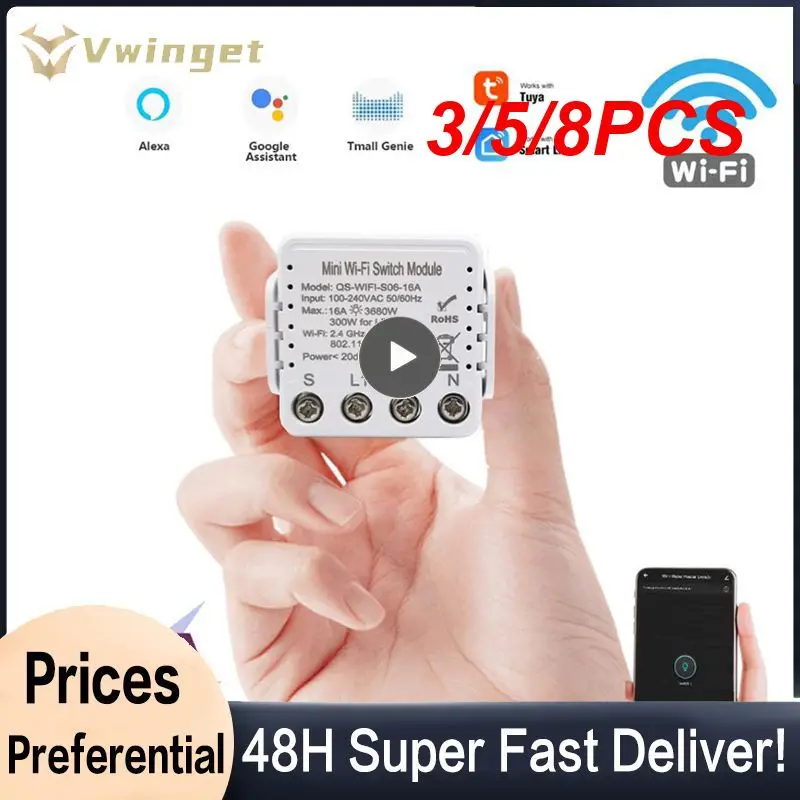 

3/5/8PCS 16a Smart Socket Smart Home Wifi Switch Voice Control Mini Wi-fi Switch Module Timing Wifi Socket Countdown Function