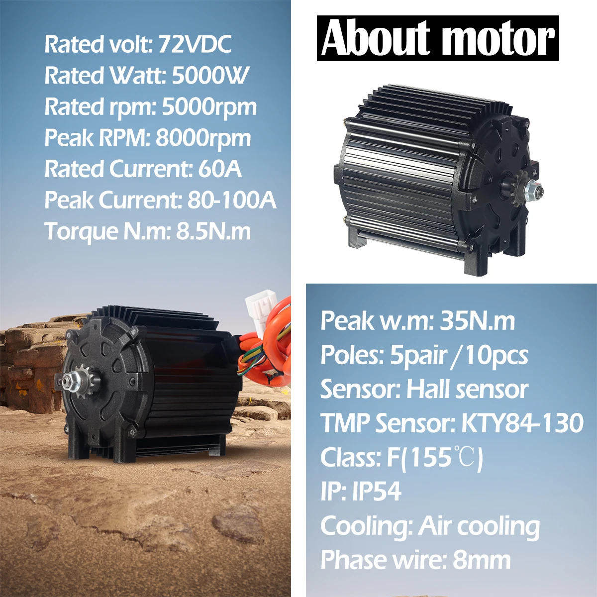 Фото KR5V Kunray 72V 5000W электрический бесщеточный мотор, улучшенный лезвие мотора Push скутер/Go Karts/Электрический мотоцикл CL 80A-100A №5