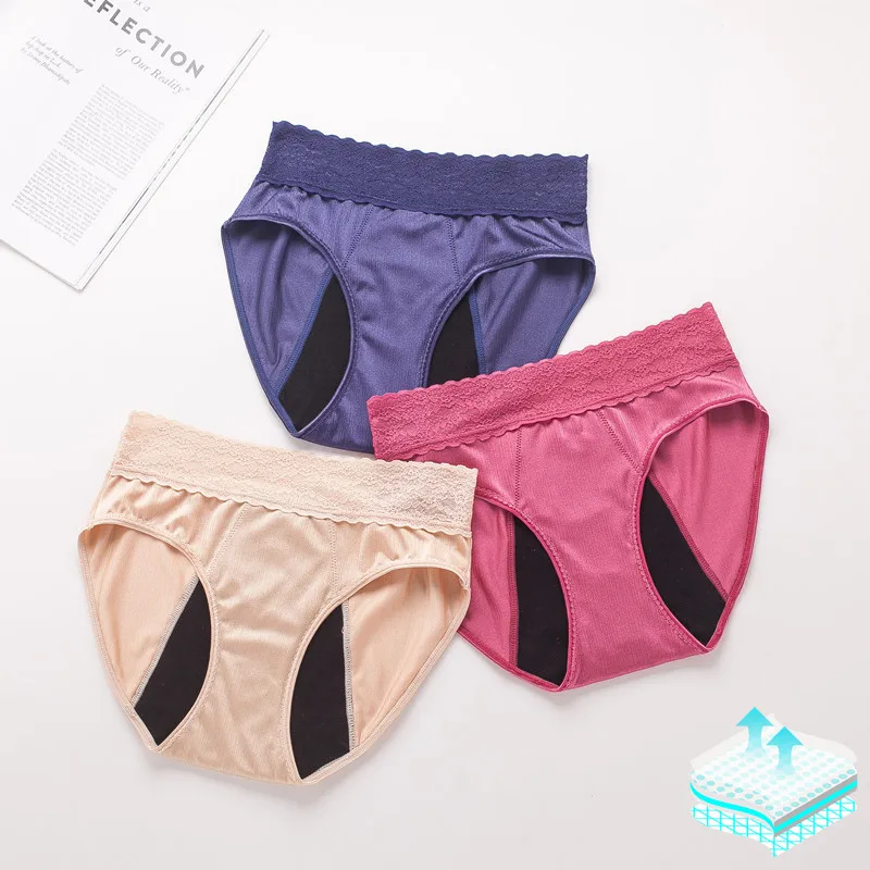 

High absorbent women's menstrual pant Sexy seamless 4 layer women's menstrual pant leakproof high waist nylon lace briefs