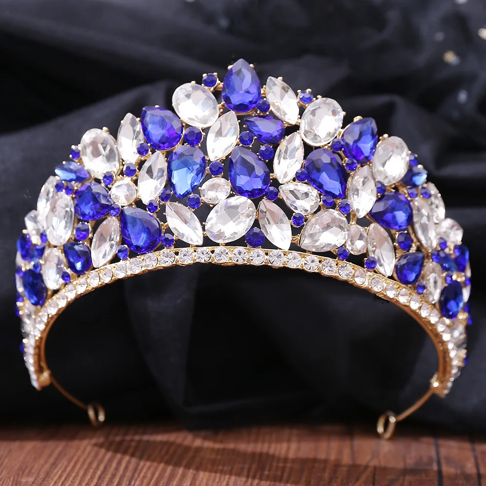 

KMVEXO Baroque Big Crystal Tiaras Crowns Princess Pageant Queen Headband Wedding Hair Accessories Evening Dress Bridal Jewelry