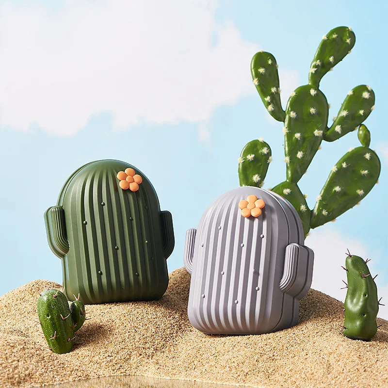 

New cute creative cactus drain soap box with lid portable travel soap box soap box