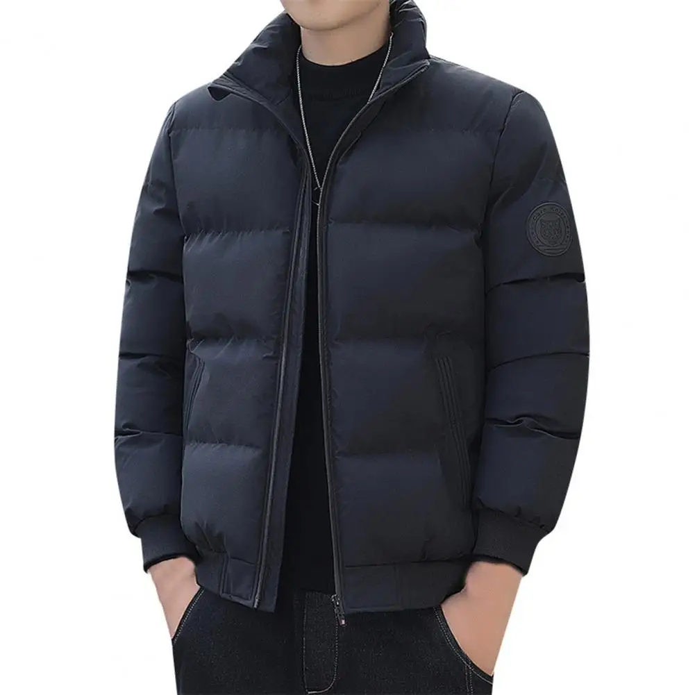 Puffer Jacket Men Stand Collar Casual Streetwear Cotton Padded Thick Warm Coat Lightweight Men Streetwear Clothes
