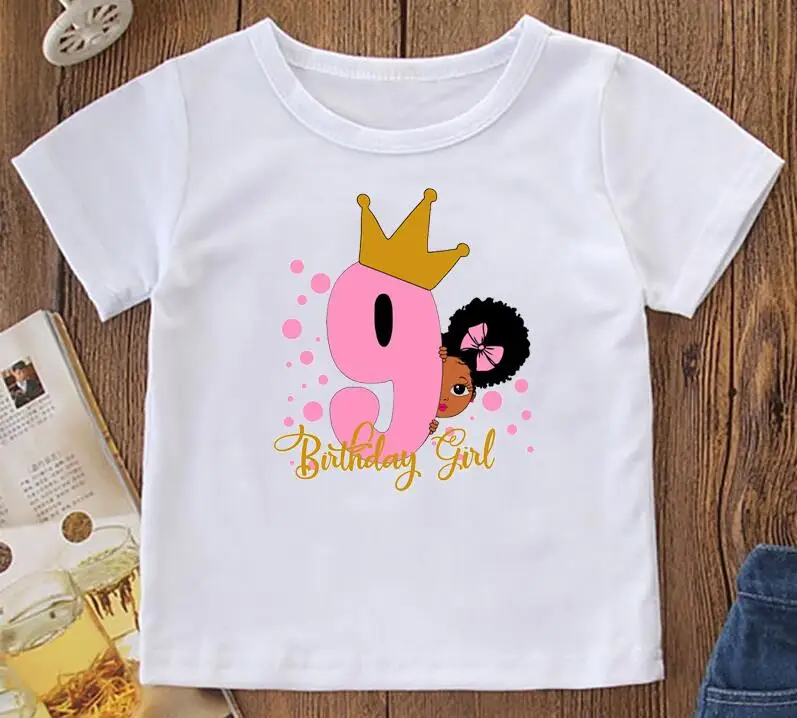 

8th/9th/10th Birthday Gift For Girls Tshirt Kids Clothes Summer Tops Tee Shirt Melanin Poppin T Shirt Harajuku Children Clothing
