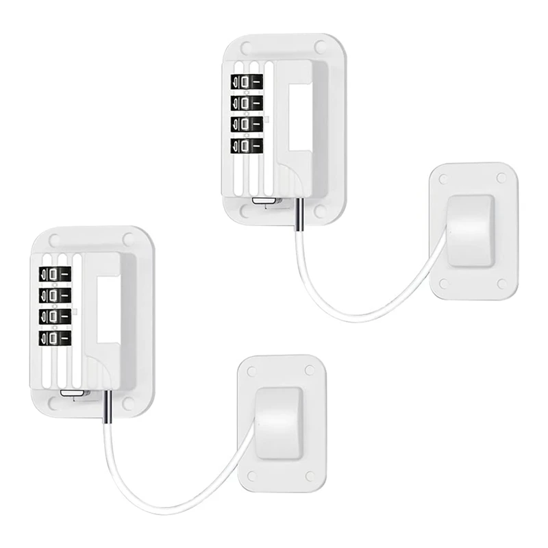 Pack Of 2 Fridge Lock With Code No Drilling, Fridge Locks For Refrigerators, Wine Cooler, Window Drawer