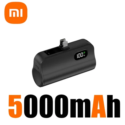 Xiaomi Mini 5000 мАч Power Bank Встроенный кабель Портативное зарядное устройство для мобильного телефона Внешняя батарея Капсула Powerbank для Type-C iPhone