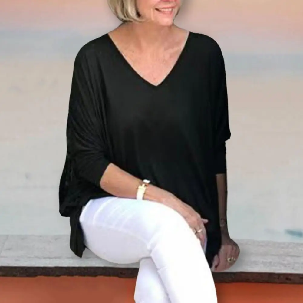 

Tunic Blouse Fine Sewing Crafts Pullover Shirt Solid Color Lady Fashion Shirt Top