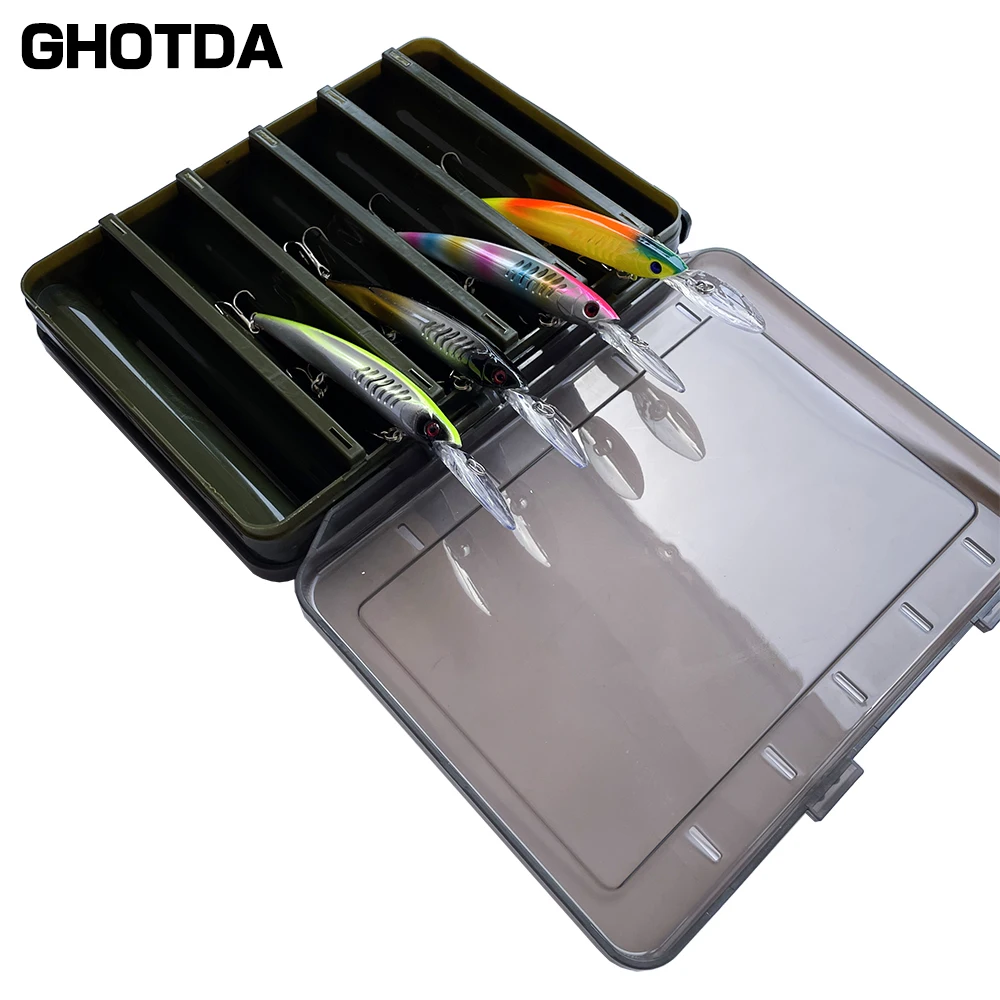 

GHOTDA Fishing Lure Storage Box Doublex Sided Fishing Tackle Box 10/12 Compartments Vertical Lure Storage Fishing Case for Lures
