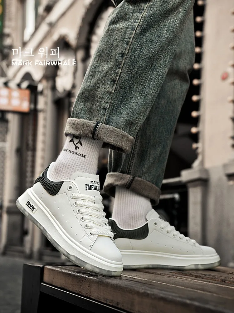 Белые туфли Mark Huafei новые кроссовки из натуральной кожи мужская обувь McQueen осень